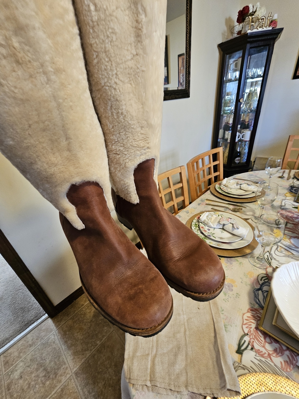UGG Australia Brown Leather Shearling Boots - Picture 2 of 6